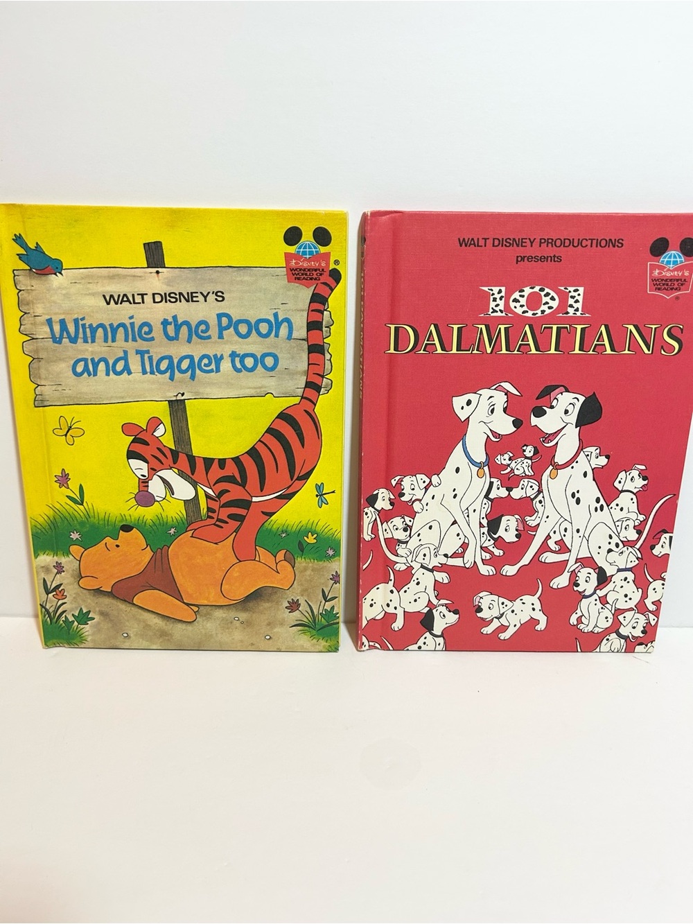 Vintage Disney Book Lot Winnie The Pooh & 101 Dalmatians World of Reading